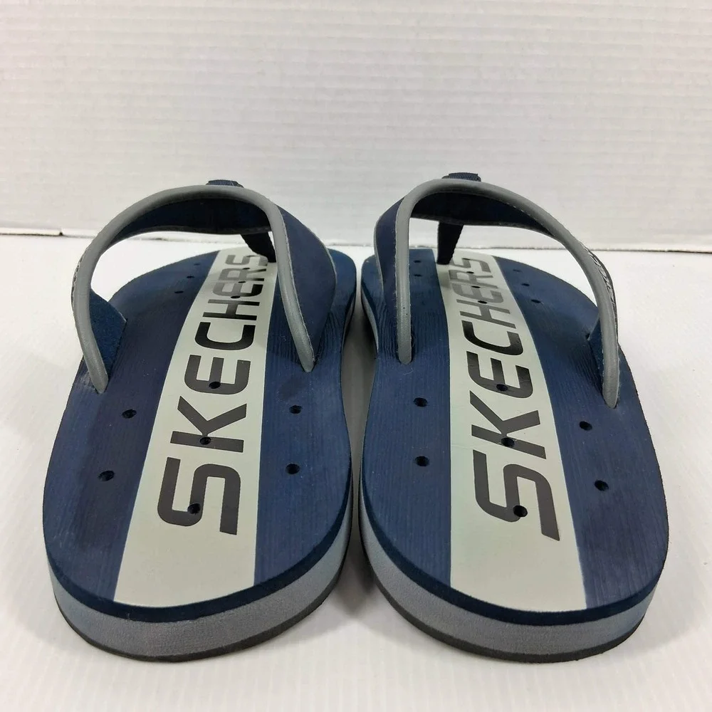 Skechers Sport H2O Mens Flip Flops Navy Blue Grey‎ Thong Sandals 50297 Size 9